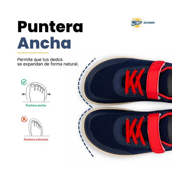 Vista superior de bebe zapatillas resaltando su horma anatómica que permite libre movimiento.