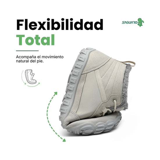 Zapatos ergonómicos de invierno Saguaro Will I gris claro, botas respetuosas ultra flexibles con horma ancha para liberar el empeine en Chile.