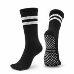 Calcetines 5 dedos antideslizantes para deporte y yoga color negro Sowilo, medias anatómicas largas con caña elástica que absorbe la humedad.