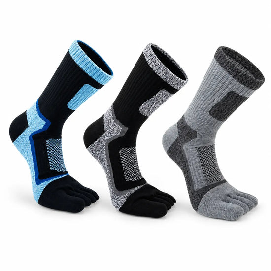 Colección de calcetines 5 dedos hombre y mujer marca Sowilo, medias deportivas largas y ergonómicas con drop cero elástico en Chile.