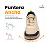 Calzado de trekking respetuoso Sowilo Algiz beige, puntera protegida y ancha para una biomecánica de marcha correcta.