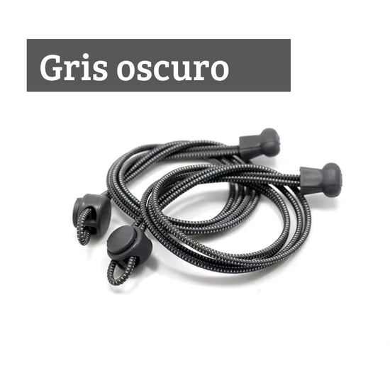 Cordones elásticos para calzado minimalista color gris oscuro marca Sowilo, cordón flexible de ajuste automático para calzado diario de adulto.