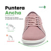 Zapatilla barefoot urbana frontal rosa, suela delgada zero drop.