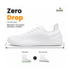 Perfil zapatilla deportiva minimalista blanca, suela plana.