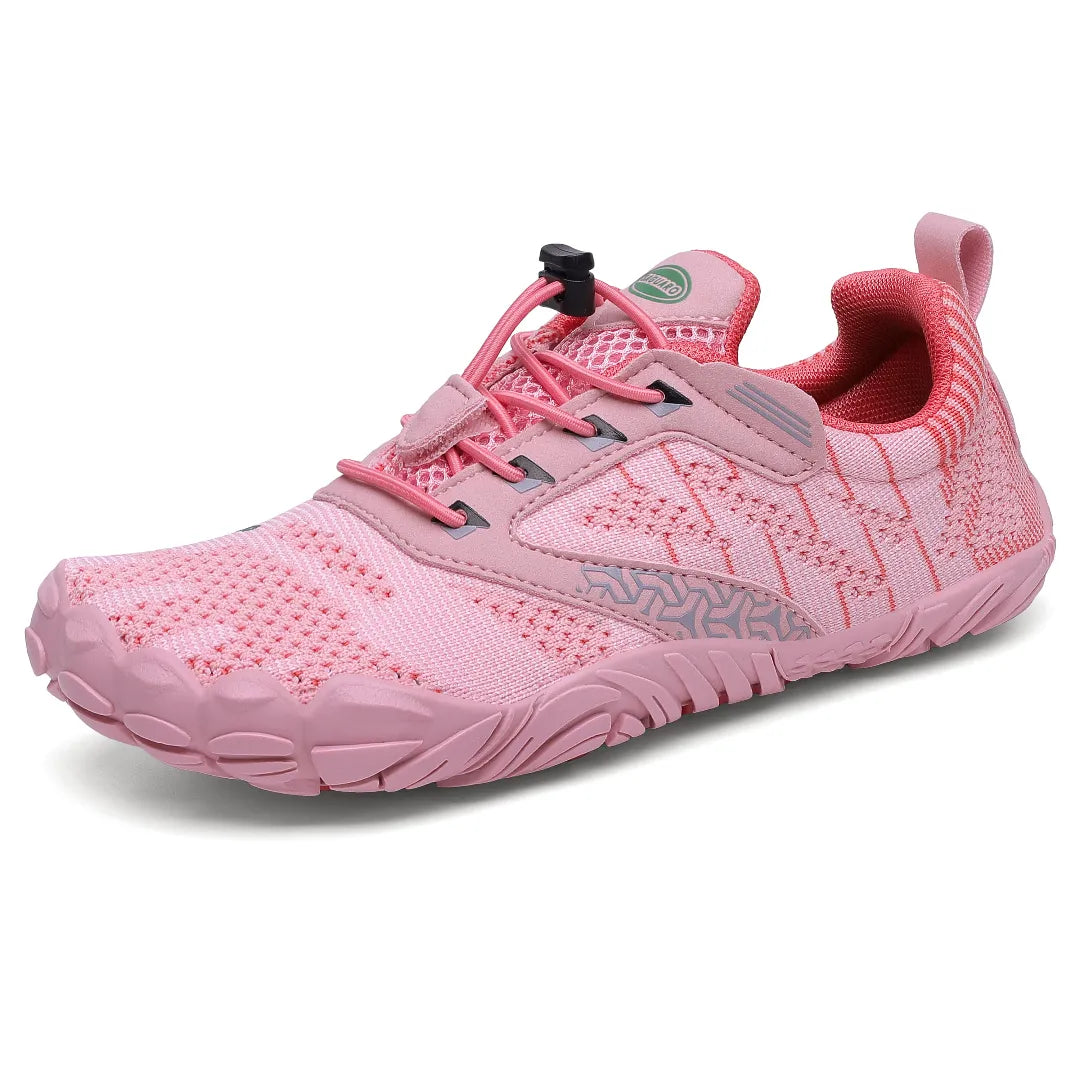 Zapatillas barefoot Saguaro Kids Free I rosadas para niñas, suela flexible y ancha.
