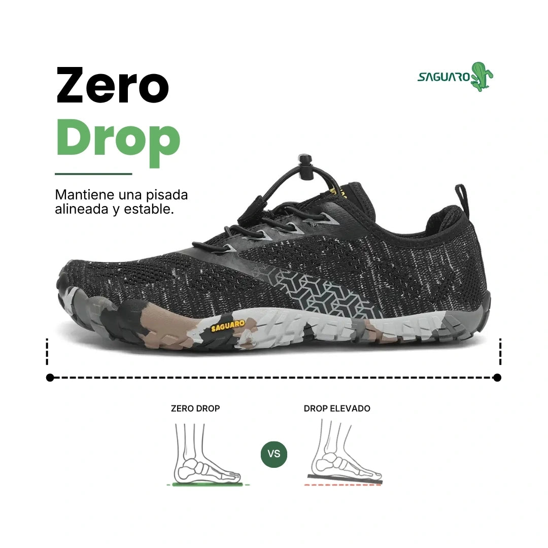 Zapatilla Saguaro Smart II negra vista del otro lado lateral. 