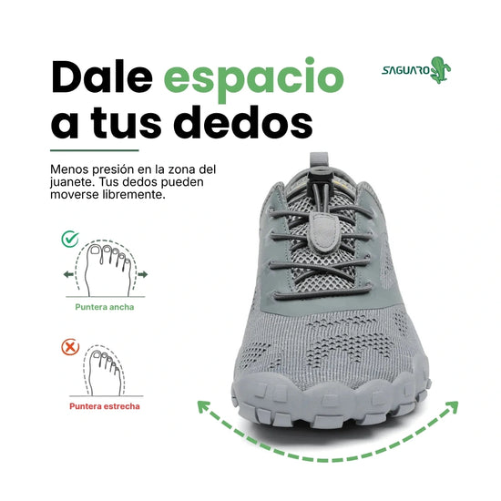 Zapatillas Smart I grises vista frontal destacando puntera ancha ergonómica.