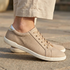 MOKA cuero beige mujer en uso — zapato barefoot artesanal lifestyle urbano color beige Chile