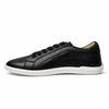 MOKA cuero negro trama vista lateral — zapato barefoot artesanal suela plana mujer Chile