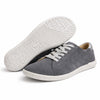 MOKA cuero gamuza gris mujer vista par suela — zapato barefoot artesanal suela plana Chile