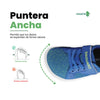 Zapatos ergonómicos niños azul — puntera ancha y velcro calzado barefoot Saguaro Chile