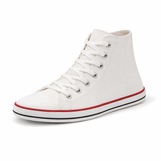 Zapatillas barefoot de caña alta Saguaro Roam I en lona blanca con diseño ergonómico.