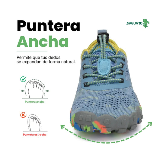 Zapatillas barefoot Saguaro Kids Smart I celeste vista frontal