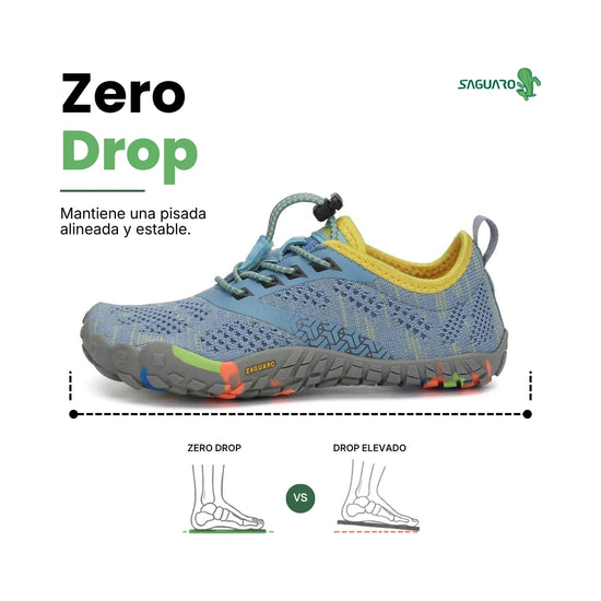 Zapatillas barefoot Saguaro Kids Smart I celestes vista lateral externa