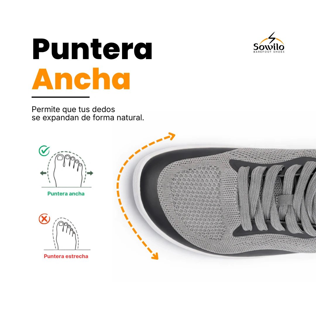 Sowilo Kenaz gris horma ancha adulto — zapatilla barefoot gris horma ancha entrenamiento Chile