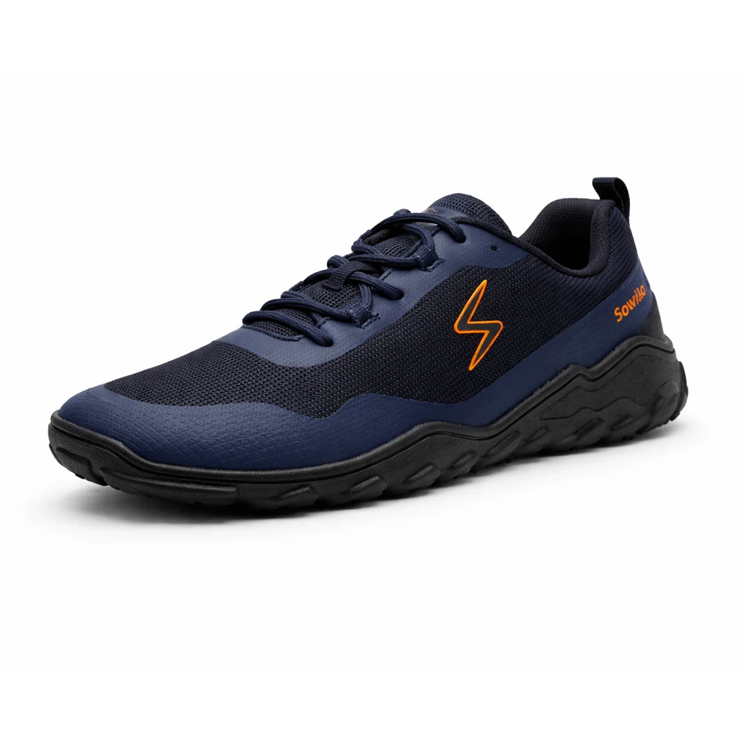 Zapatillas de transición barefoot deportivas Sowilo Algiz azul, ideales para fortalecer los pies en actividades al aire libre.