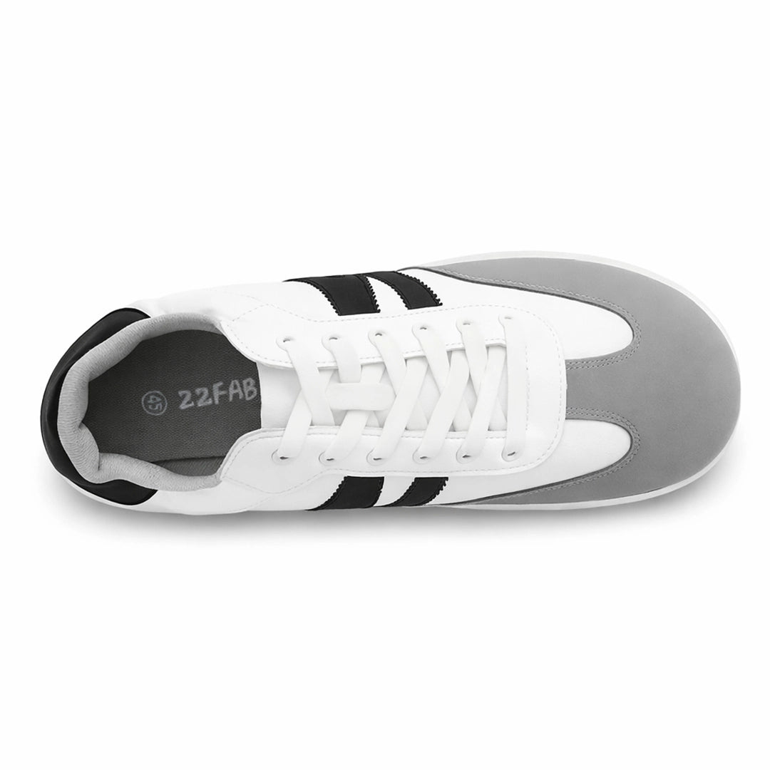 Zapatilla barefoot ZZfaber Niza I blanco con negro vista desde arriba.