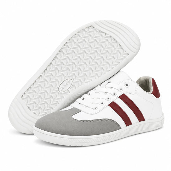 Suela flexible y antideslizante de la zapatilla barefoot ZZfaber Niza I blanco con vinotinto.